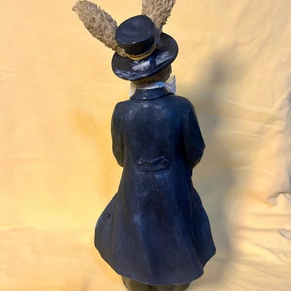 Vintage Gentleman Rabbit Figurine 12” Tall Victorian Style Cane Hat - Picture 5 of 13